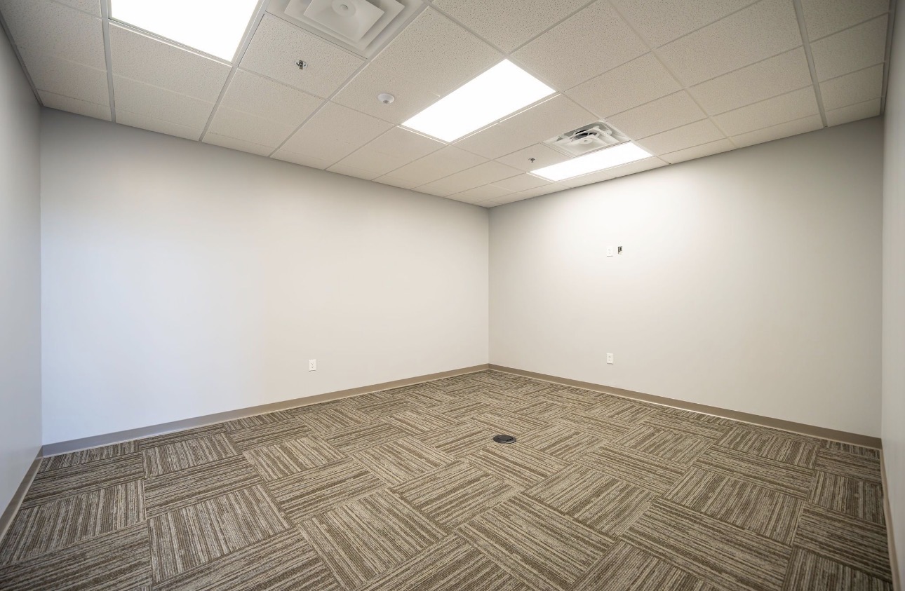 Private office with finished walls and base