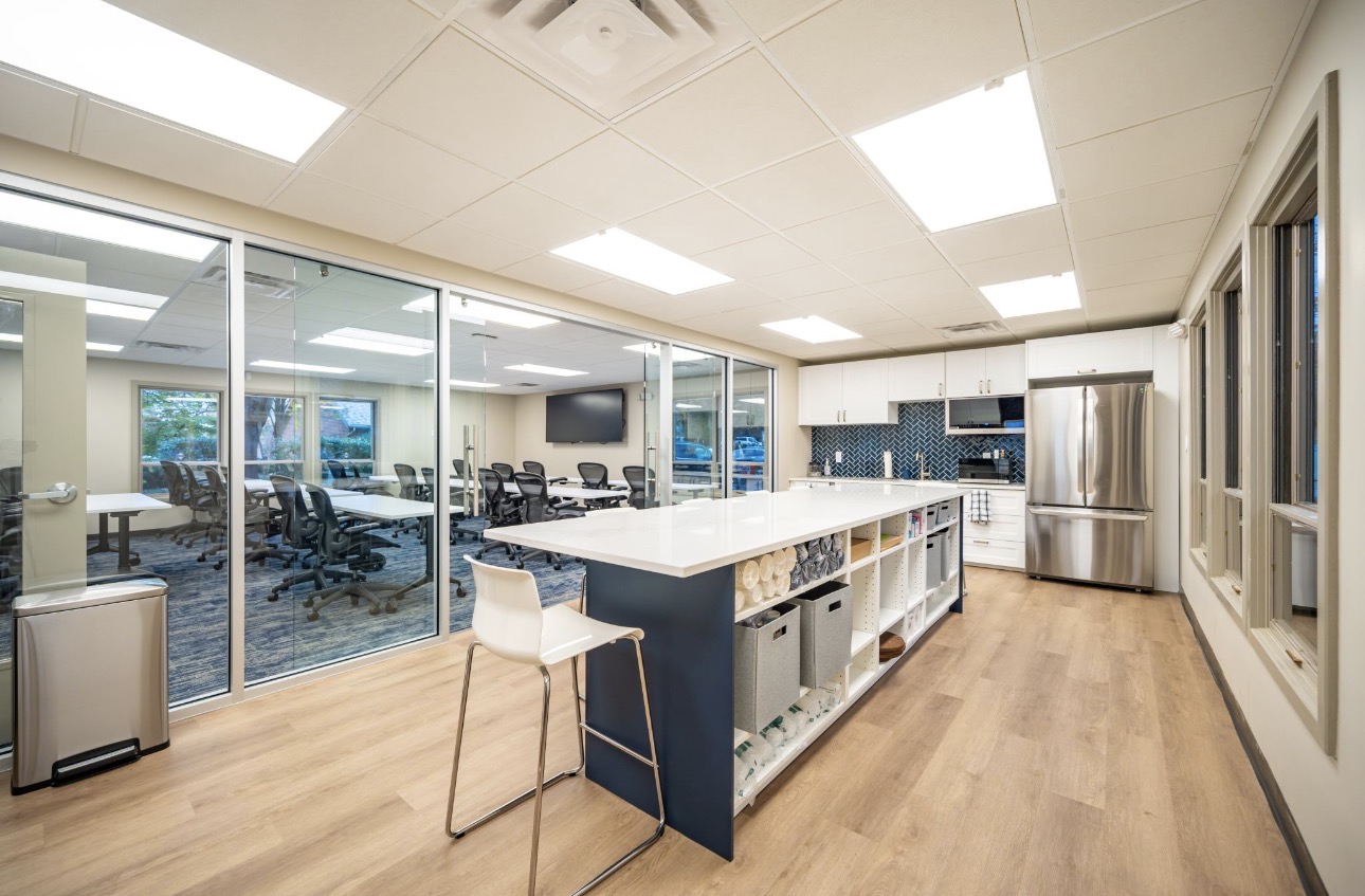 Pantry and conference glass partition after repaint at the OIA suite